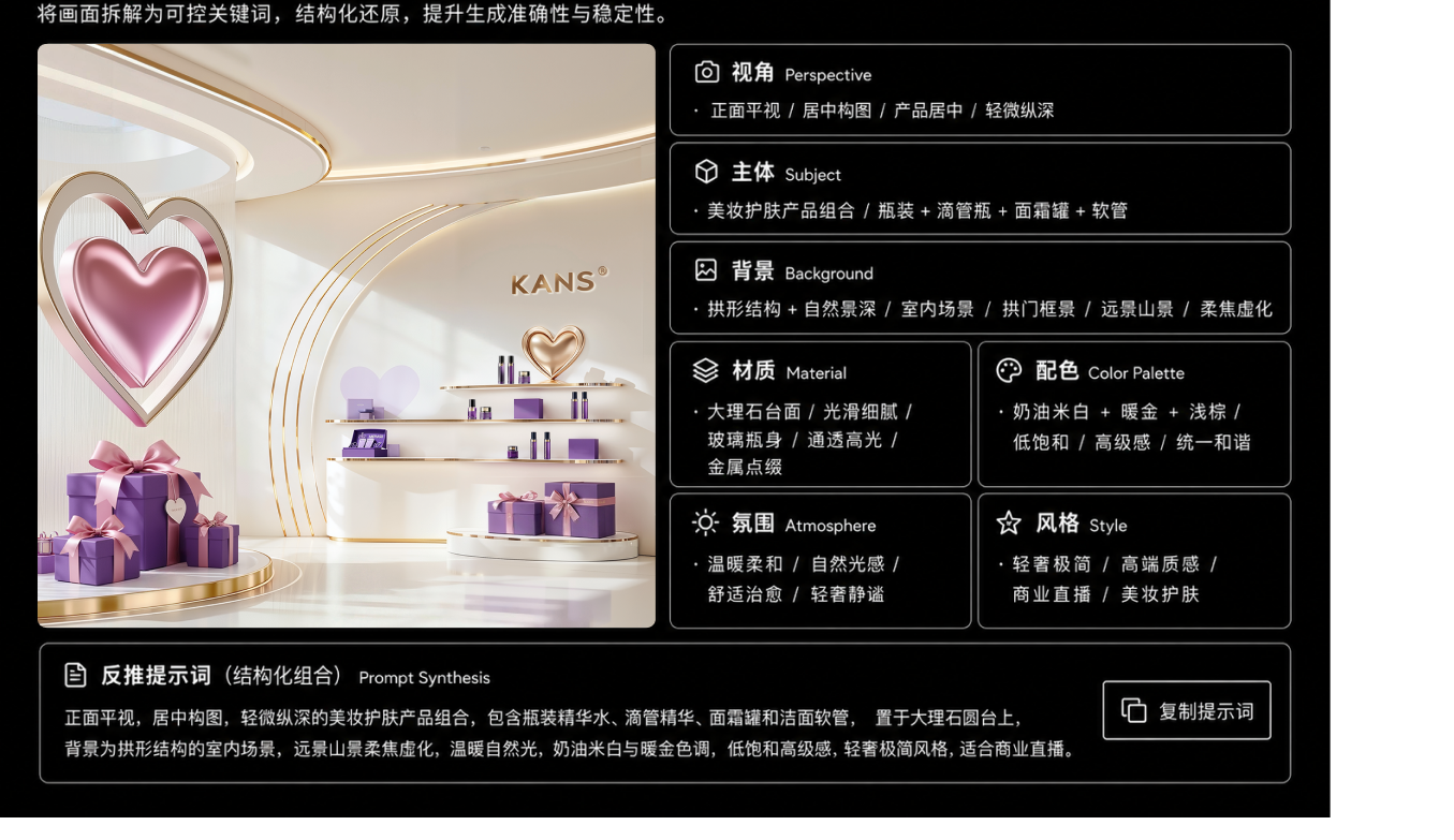 直播间画面的提示词变量拆解