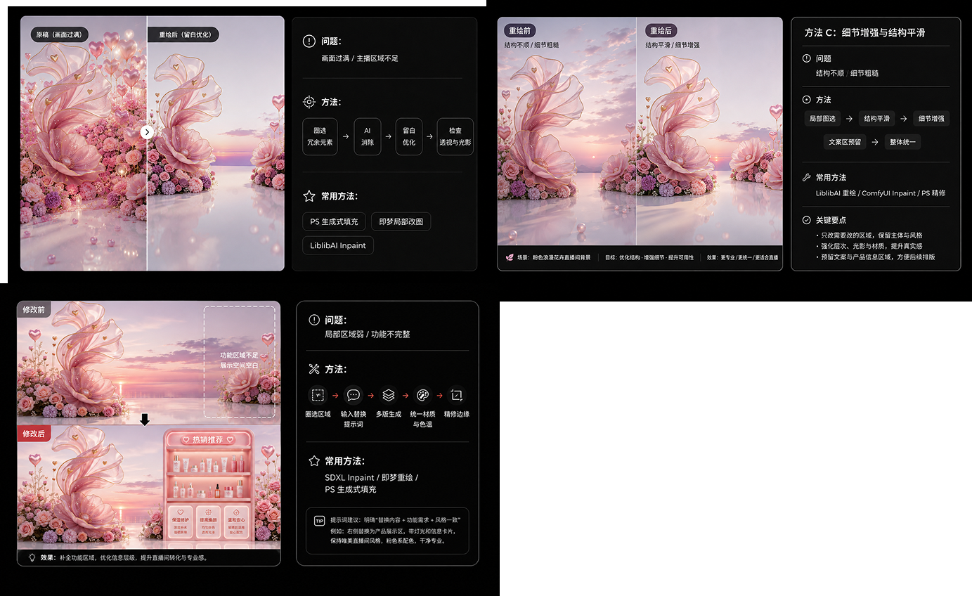 直播间画面局部重绘前后对比